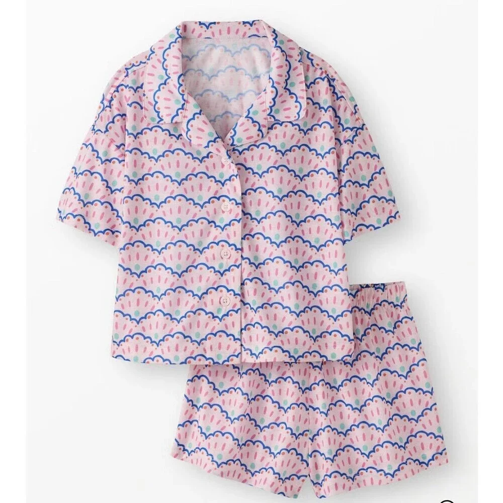 Hannah Anderson Girls Button Up Short Pajama Set Size 5